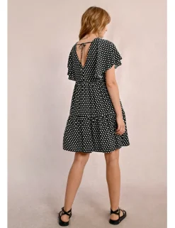 Vestido de manga corta con estampado y volantes