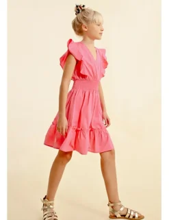 Vestido de manga corta con volantes