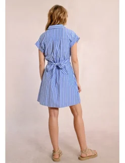 Vestido de manga corta con lazada y estampado