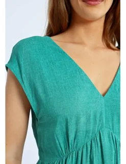 Vestido de manga corta con volantes y lazada