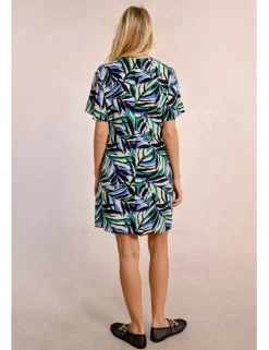 Vestido de manga corta con estampado y lazada