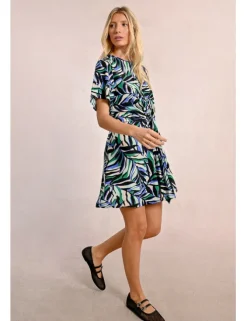 Vestido de manga corta con estampado y lazada