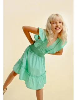 Vestido de manga corta con volantes