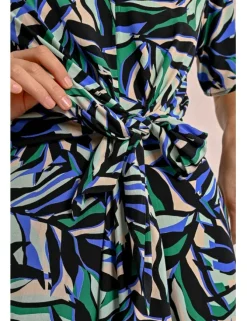 Vestido de manga corta con estampado y lazada