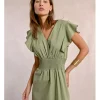 Vestido de manga corta de mariposa con volantes