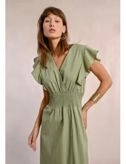 Vestido de manga corta de mariposa con volantes