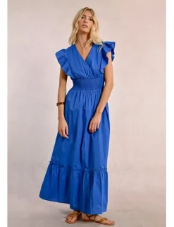 Vestido de manga corta de mariposa con volantes
