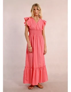 Vestido de manga corta de mariposa con volantes