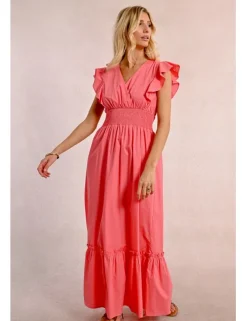 Vestido de manga corta de mariposa con volantes