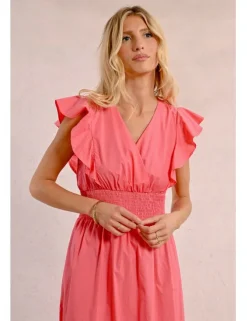 Vestido de manga corta de mariposa con volantes