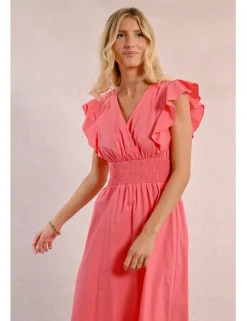 Vestido de manga corta de mariposa con volantes