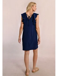 Vestido de manga corta de mariposa con pliegues