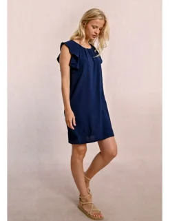Vestido de manga corta de mariposa con pliegues