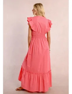 Vestido de manga corta de mariposa con volantes