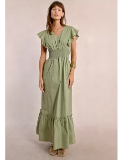 Vestido de manga corta de mariposa con volantes