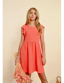 Vestido de manga corta detalle volantes