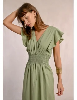 Vestido de manga corta de mariposa con volantes