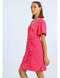 Vestido de manga corta drapeado