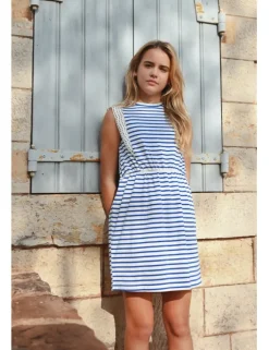 Vestido de manga corta estampado rayas