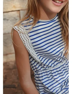 Vestido de manga corta estampado rayas