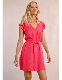 Vestido de manga corta mariposa con lazada