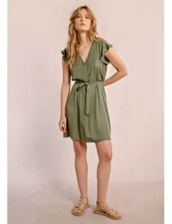 Vestido de manga corta mariposa con lazada