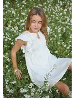 Vestido de manga corta mariposa con volantes