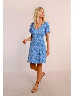 Vestido de manga corta mariposa con estampado