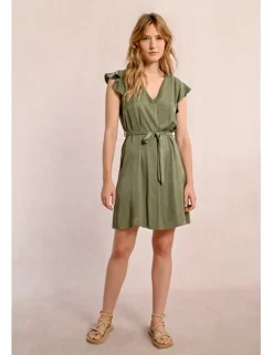Vestido de manga corta mariposa con lazada