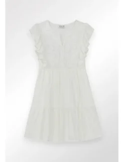 Vestido de manga corta mariposa con volantes