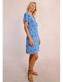 Vestido de manga corta mariposa con estampado