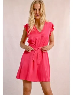 Vestido de manga corta mariposa con lazada