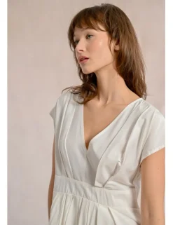 Vestido de manga corta plisado