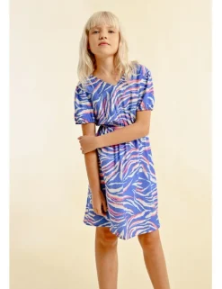 Vestido de manga larga con estampado y abertura