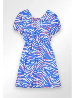 Vestido de manga larga con estampado y abertura