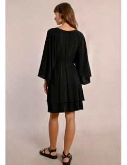 Vestido de manga larga con estampado y volantes