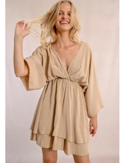 Vestido de manga larga con estampado y volantes