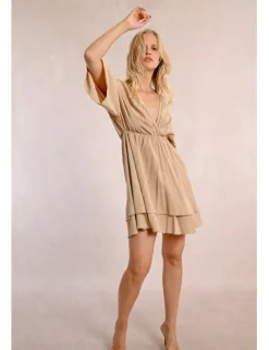 Vestido de manga larga con estampado y volantes