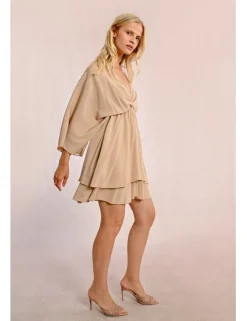 Vestido de manga larga con estampado y volantes