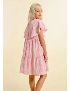 Vestido de manga mariposa estampado rayas