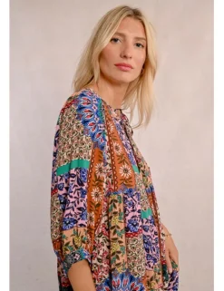 Vestido de media manga con estampado