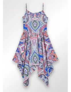 Vestido de tirantes asimétrico con estampado