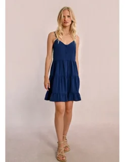 Vestido de tirantes con volantes y lazada