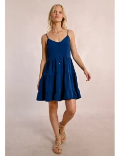 Vestido de tirantes con volantes y lazada