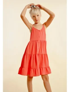 Vestido de tirantes volantes y lazada