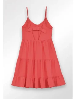 Vestido de tirantes volantes y lazada