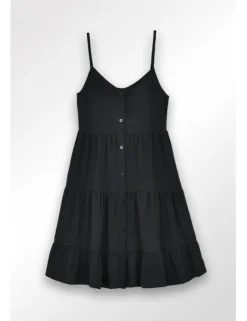 Vestido de tirantes volantes y lazada