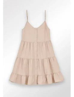 Vestido de tirantes volantes y lazada