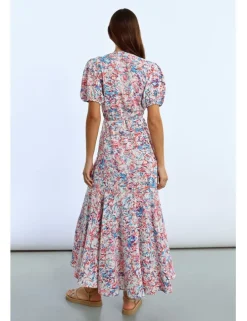 Vestido largo asimétrico con estampado floral