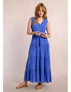 Vestido largo con volantes y estampado